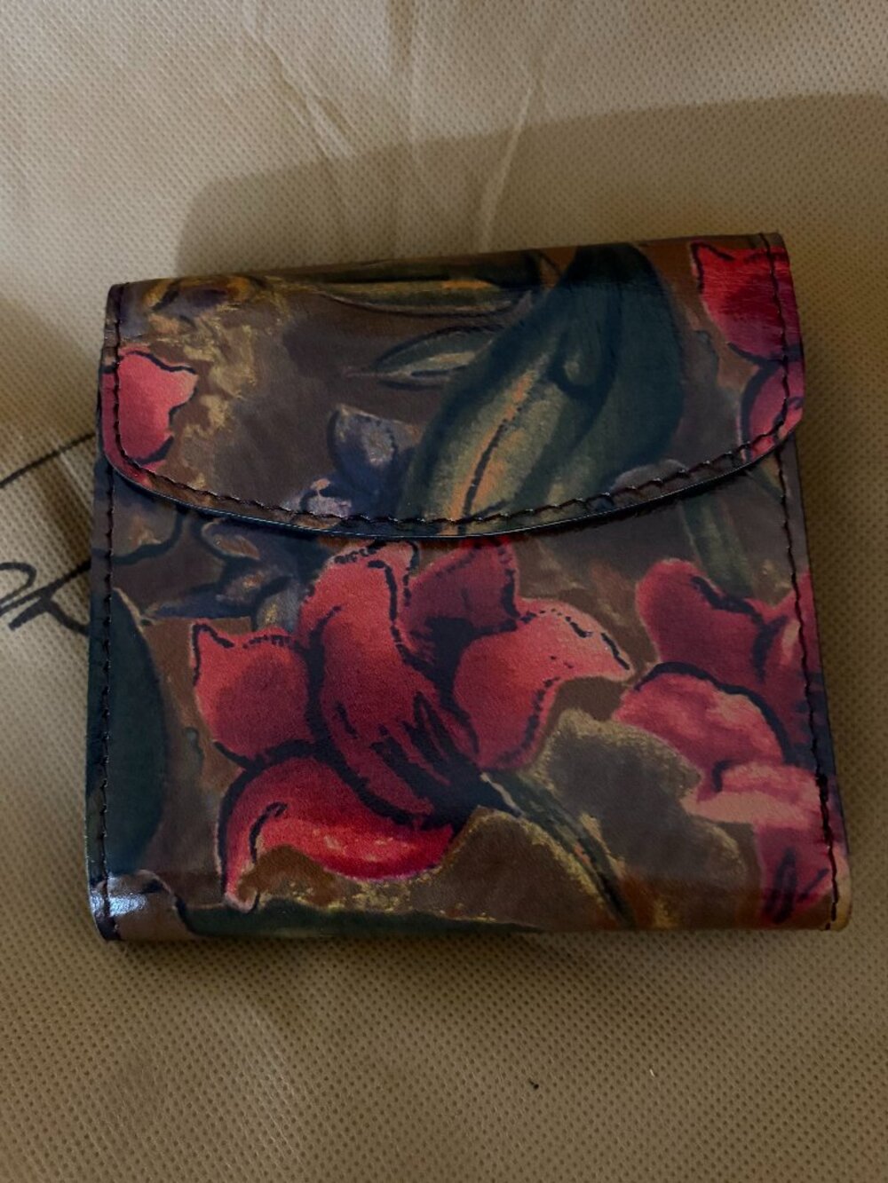 Patricia Nash Floral Fold Wallet – Teal, Burgund, Brown, Gold
